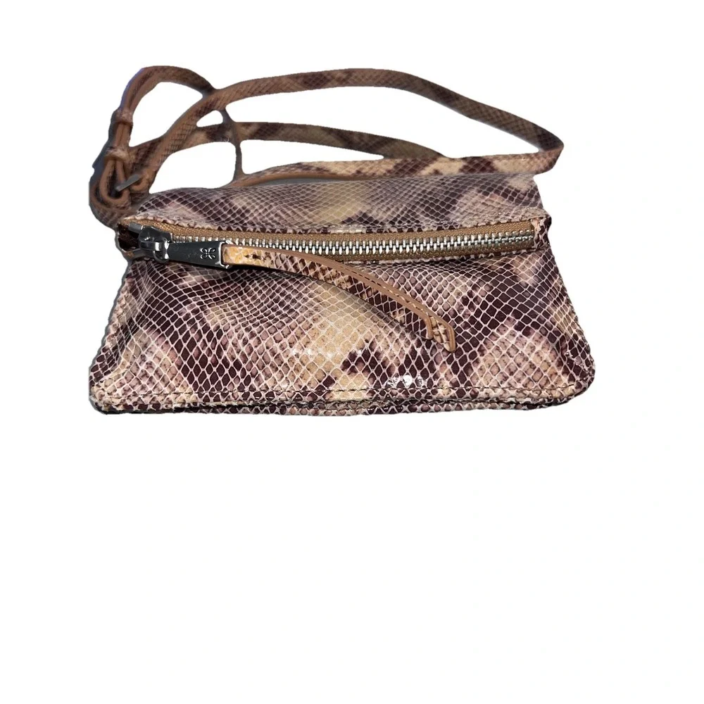 Hobo‎ Leather Sandsnake Crossbody Foldable Magnetic Zip Adjustable Handbag